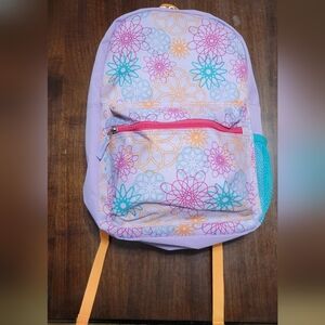 Kids Pink Floral Backpack with Mesh Side Pocket
